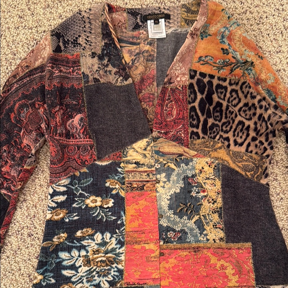 Roberto Cavalli Multicolor Patchwork Long Sleeve … - image 2